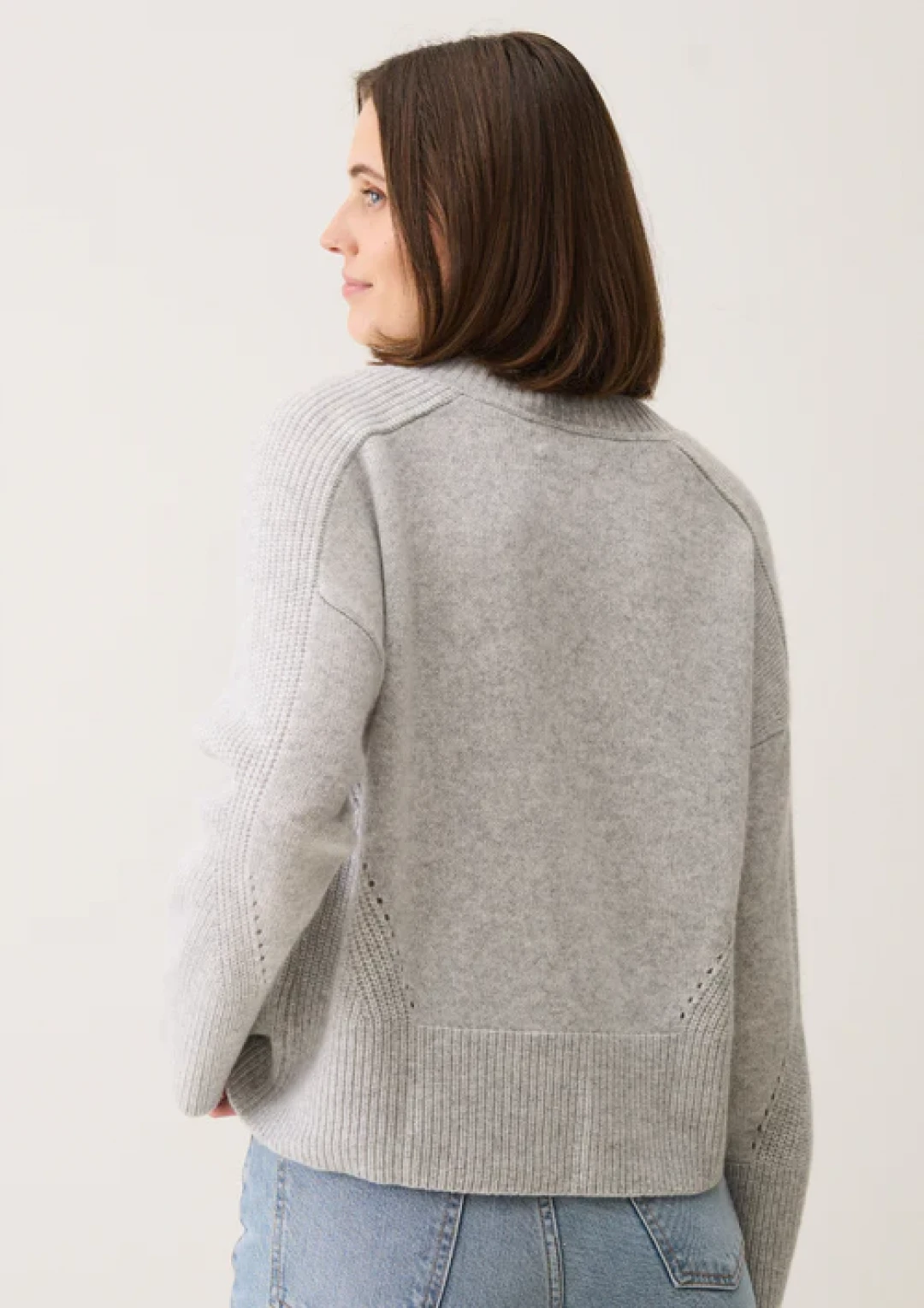 Relaxed Lofty V Neck Sweater in Foggy by  on curated-crowd.com