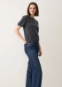 Short-Sleeved Brushed Cashmere Sweater with Jewelled Buttons in Universe Grey by LOOP Cashmere on curated-crowd.com