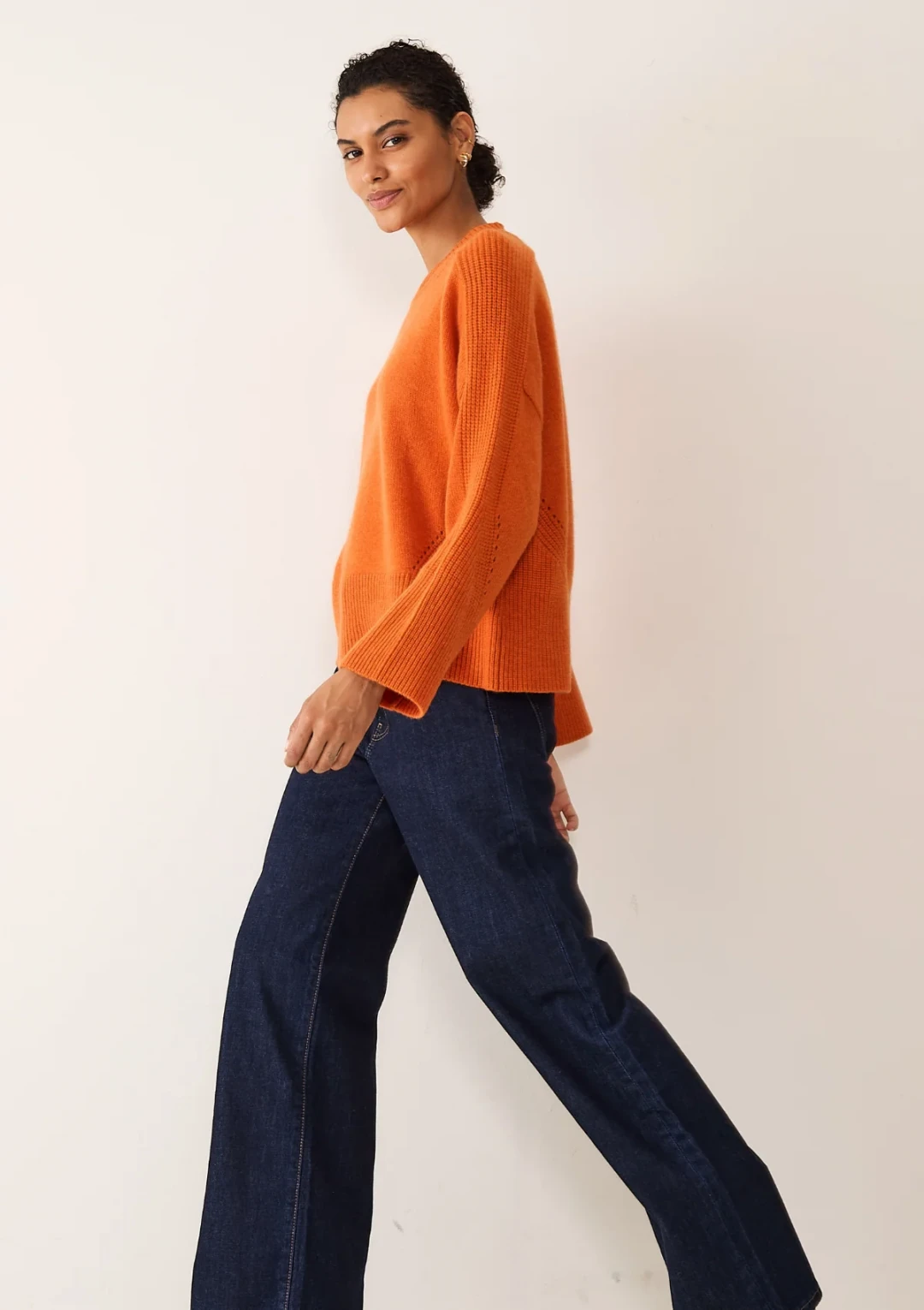 Ribbed Detail Lofty Crew Sweatshirt by LOOP Cashmere on curated-crowd.com