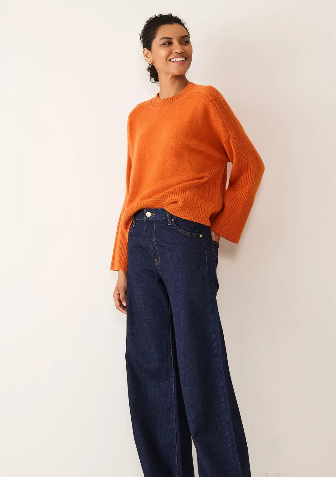 Ribbed Detail Lofty Crew Sweatshirt by LOOP Cashmere on curated-crowd.com