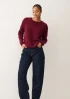 Textured Chevron Sweater in Barolo Red by LOOP Cashmere on curated-crowd.com