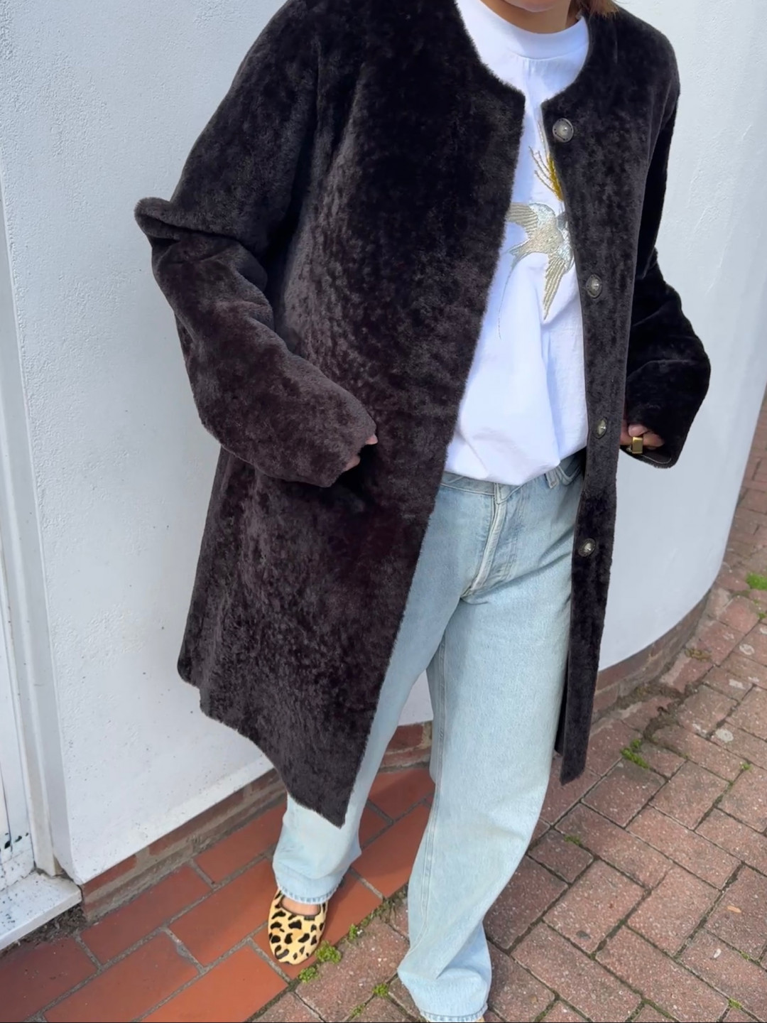 Vivage Shearling Coat in Dark Brown by Curated Crowd Collective on curated-crowd.com