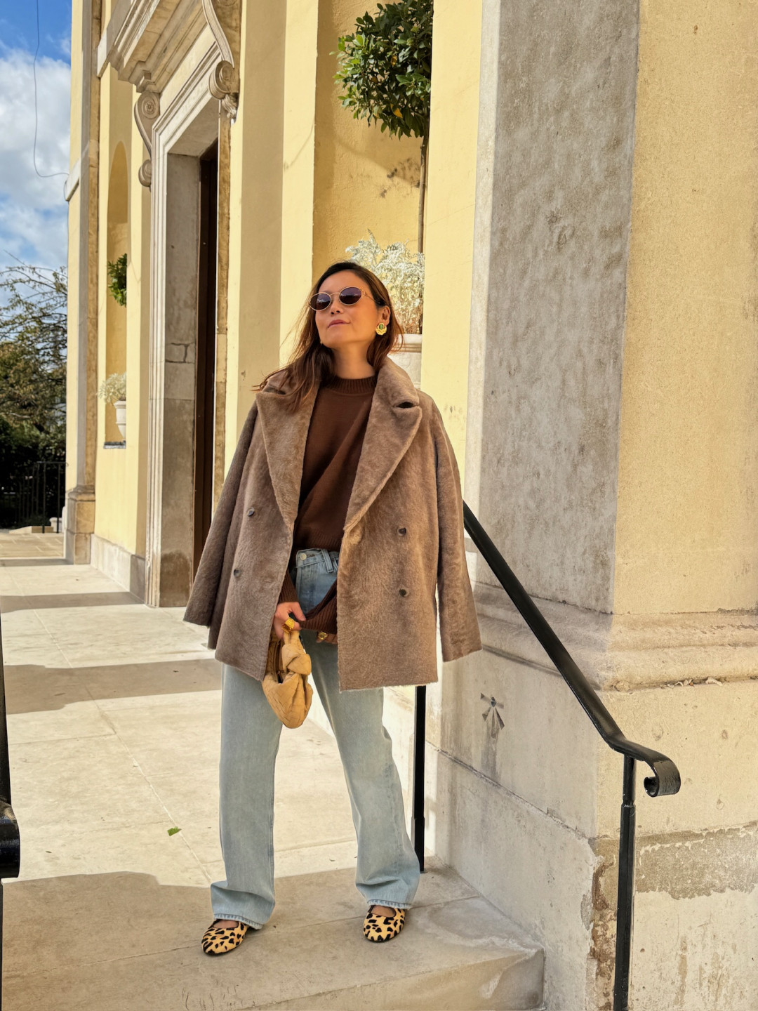 Harmony Shearling Coat in Light Brown by Curated Crowd Collective on curated-crowd.com
