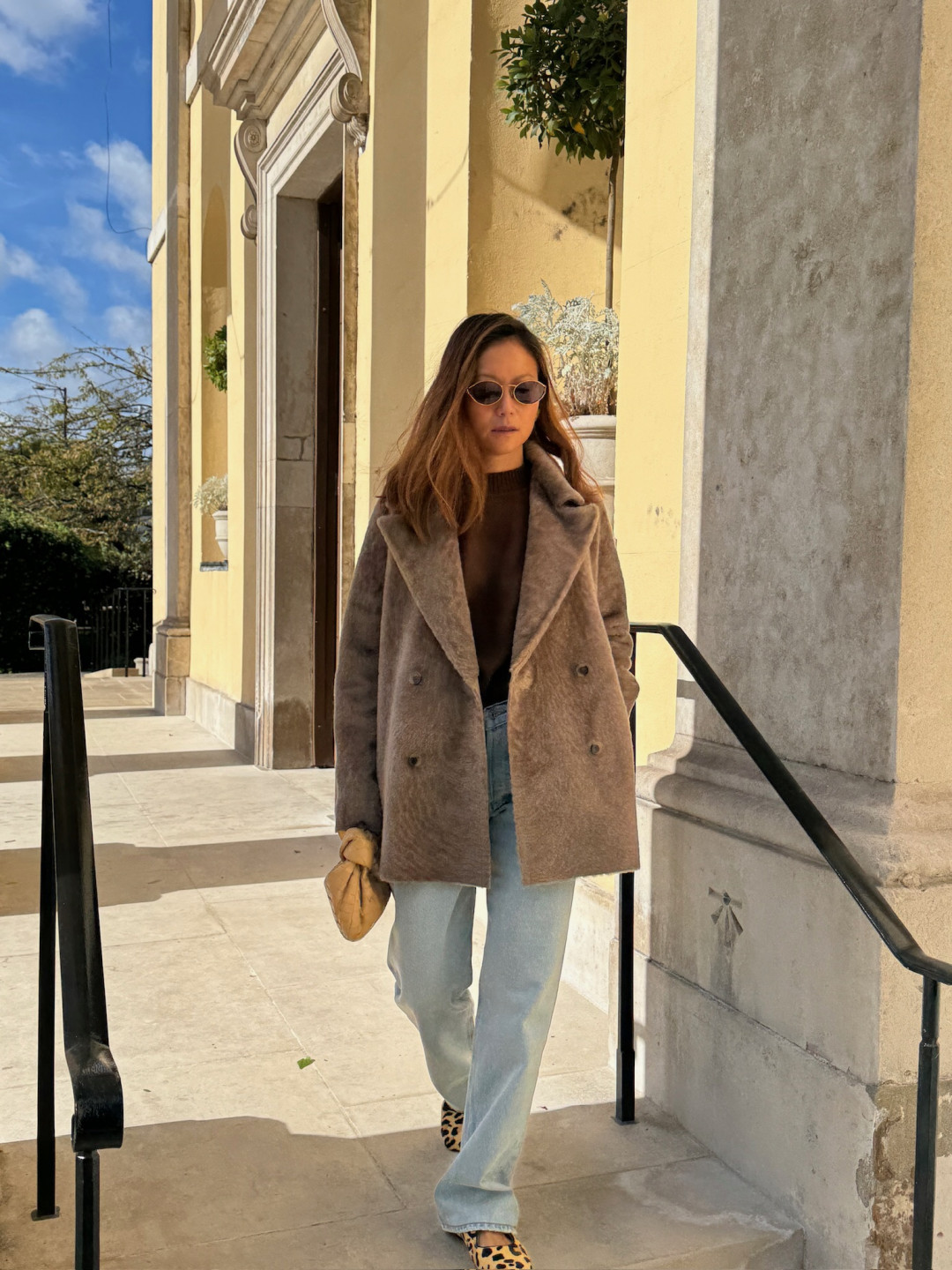 Harmony Shearling Coat in Light Brown by Curated Crowd Collective on curated-crowd.com