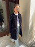 Vivage Shearling Coat in Navy Blue by Curated Crowd Collective on curated-crowd.com