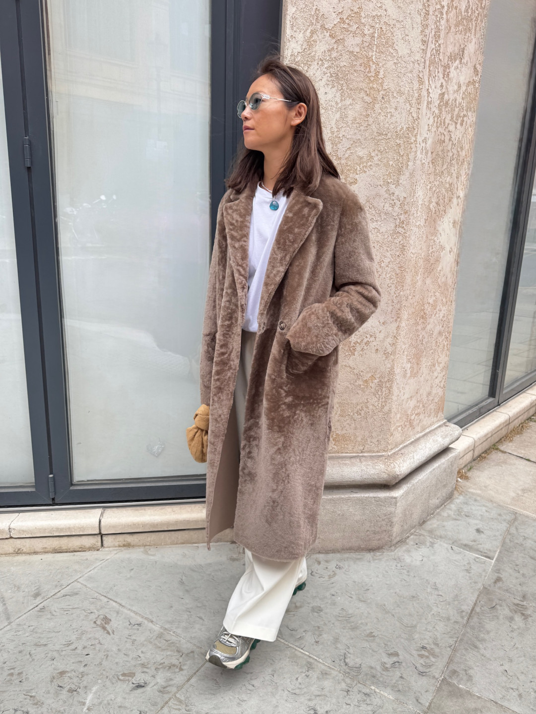 Serenade Shearling Coat in Light Brown by Curated Crowd Collective on curated-crowd.com