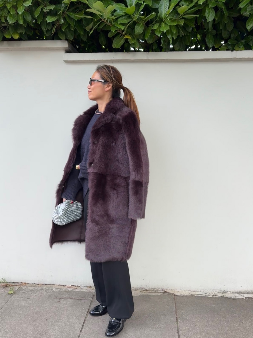 Melody Shearling Coat in Plum Red by Curated Crowd Collective on curated-crowd.com