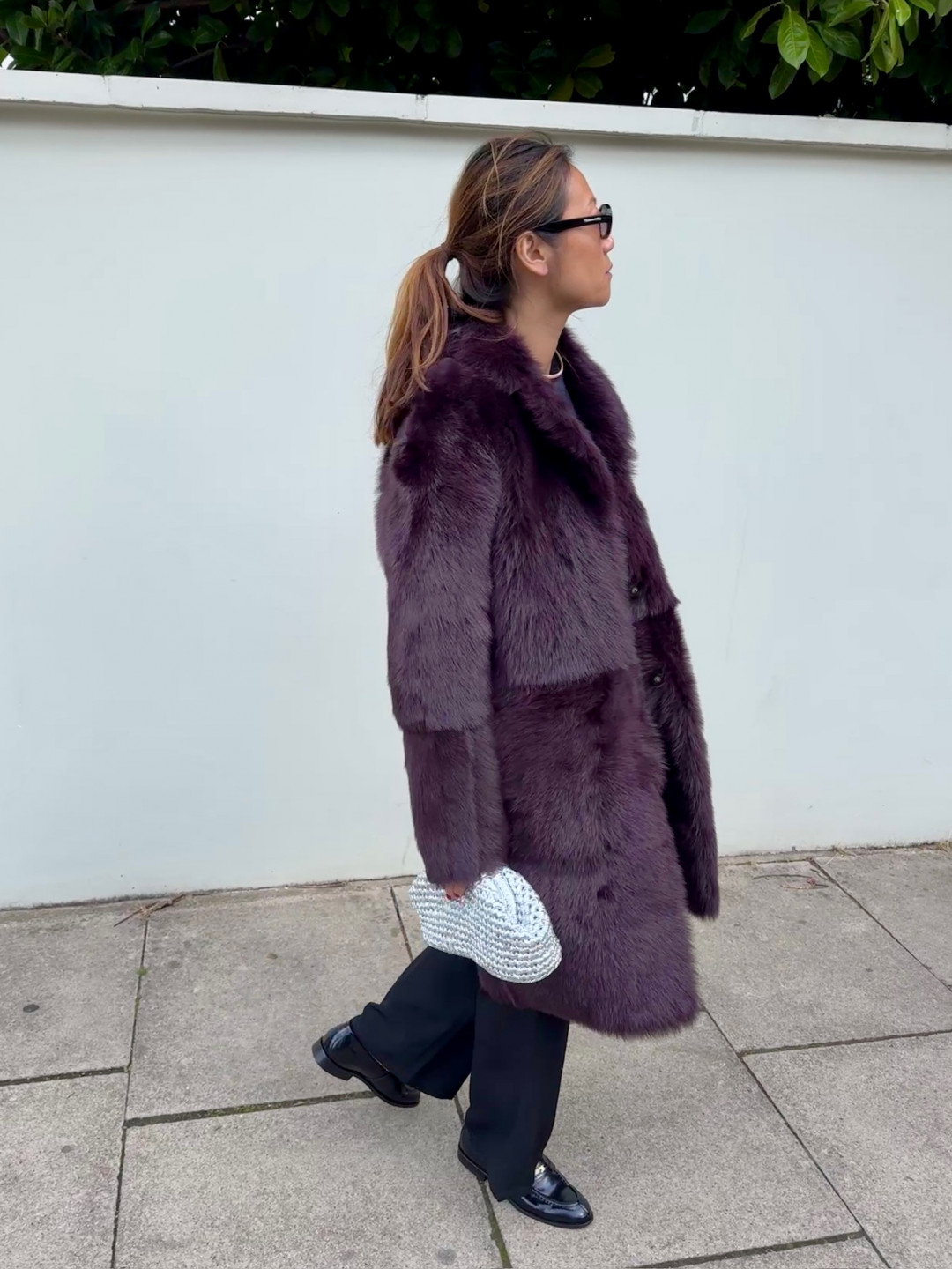 Melody Shearling Coat in Plum Red by Curated Crowd Collective on curated-crowd.com