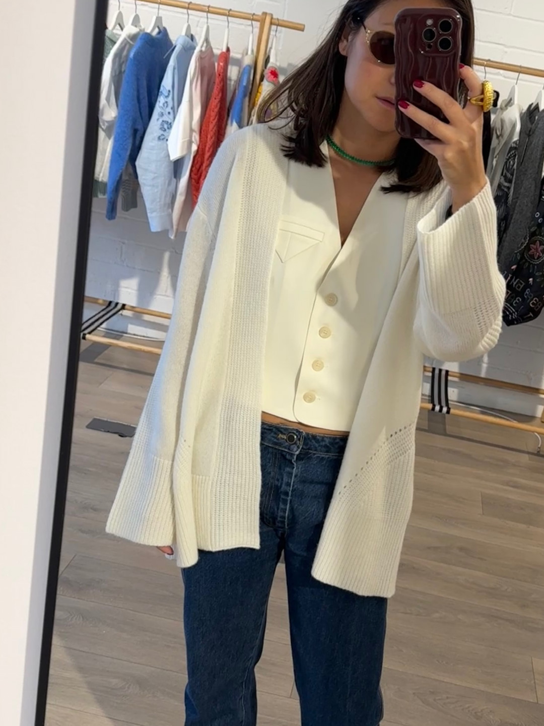 Ribbed Detail Edge To Edge Cardigan by LOOP Cashmere on curated-crowd.com