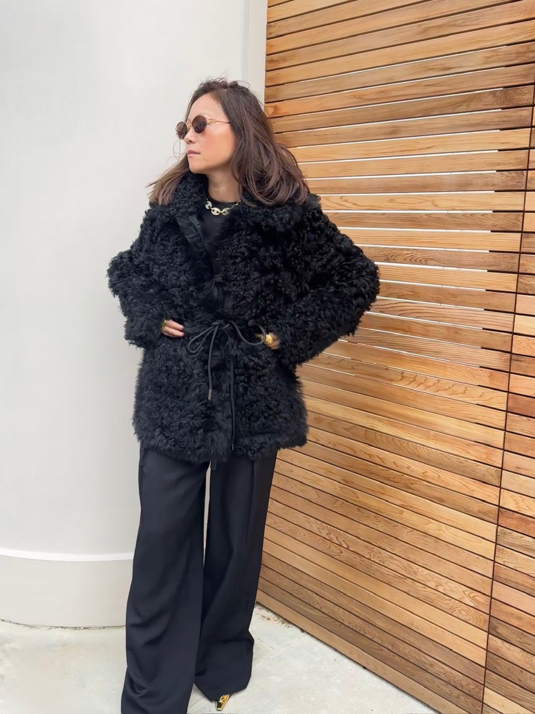 Isabella Shearling Jacket in Black by Curated Crowd Collective on curated-crowd.com