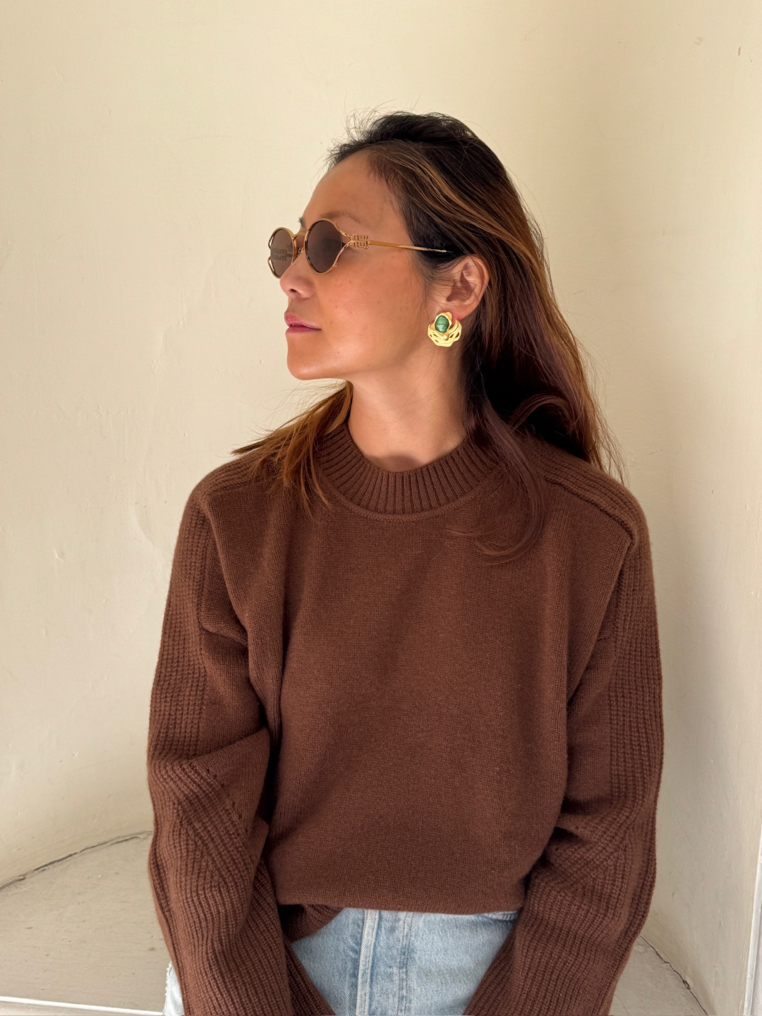 Ribbed Detail Lofty Crew Sweatshirt by LOOP Cashmere on curated-crowd.com