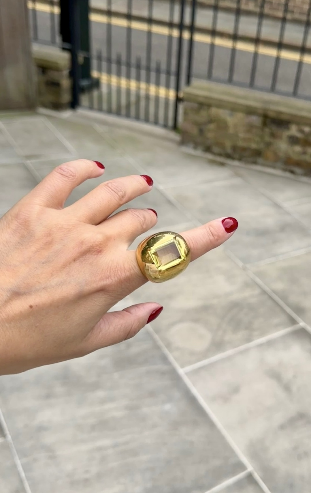 Lemon Quartz Set Polished Bombe Ring by Tay Jewellery on curated-crowd.com