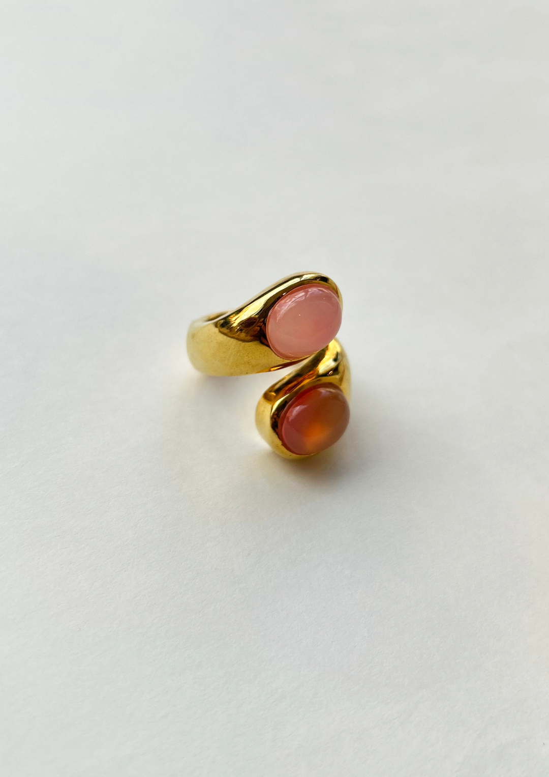 Pink and Peach Chalcedony Set Athena Ring by Tay Jewellery on curated-crowd.com