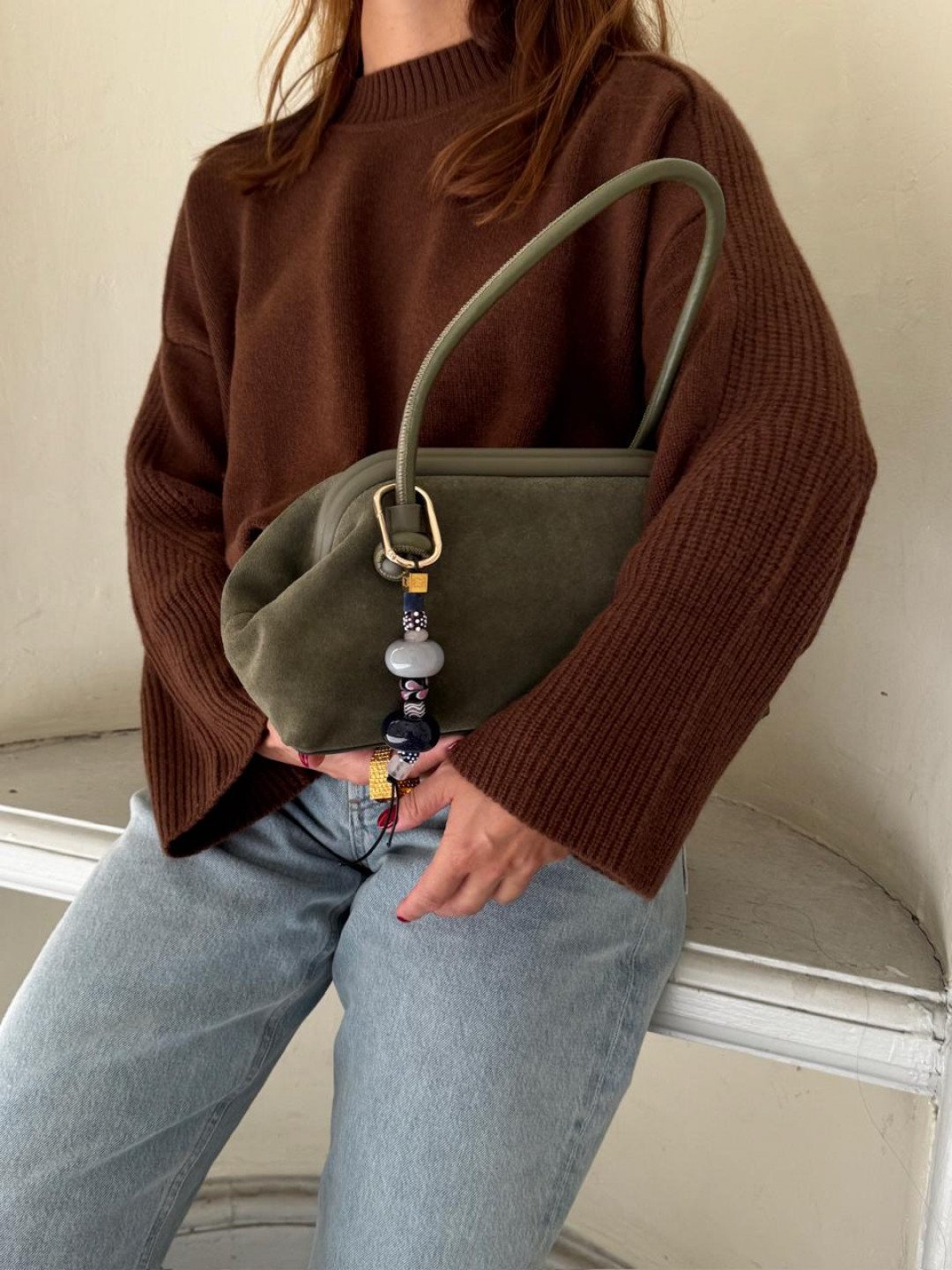 Large Money Bag In Suede by Folklore on curated-crowd.com