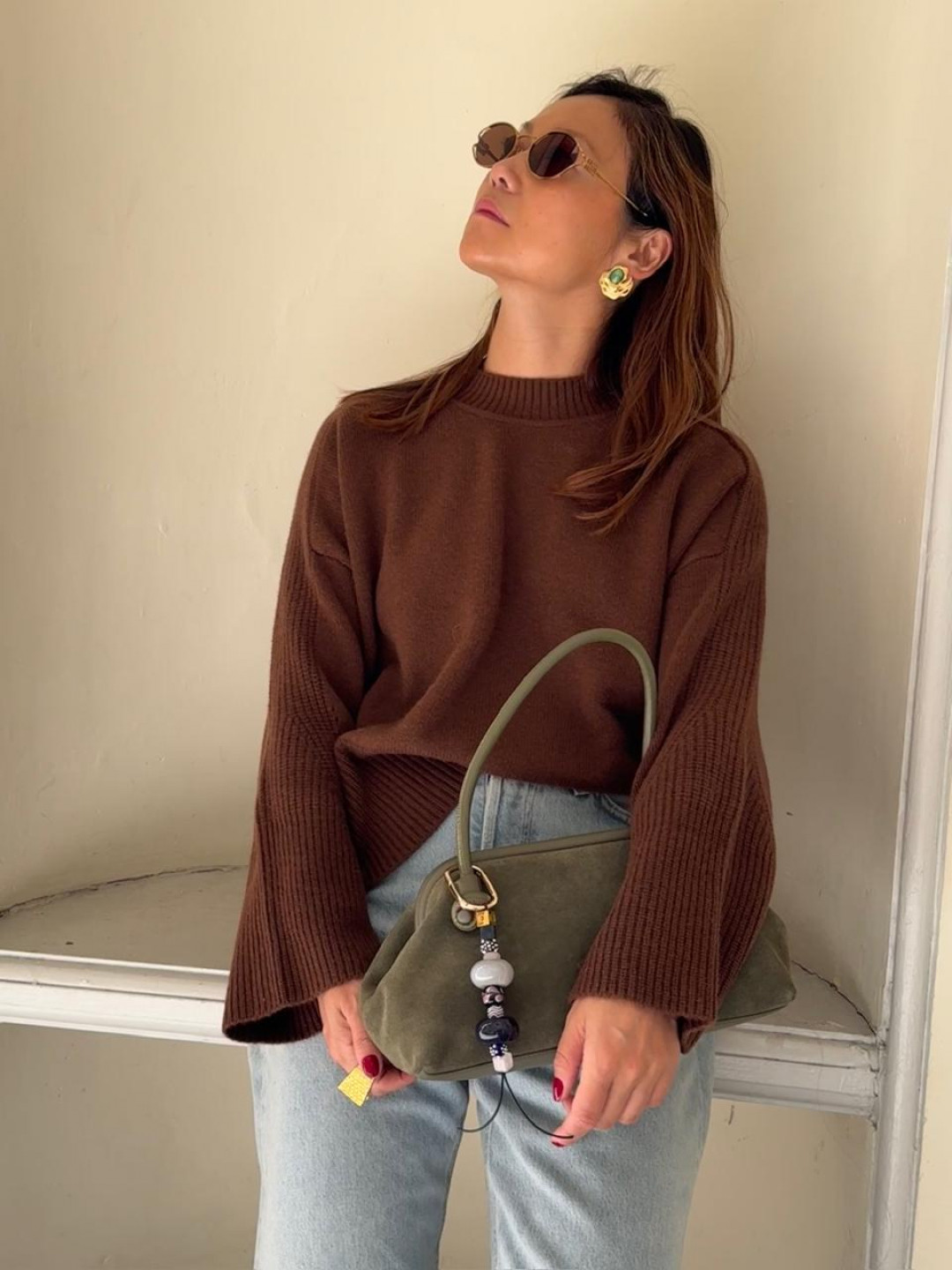 Large Money Bag In Suede by Folklore on curated-crowd.com