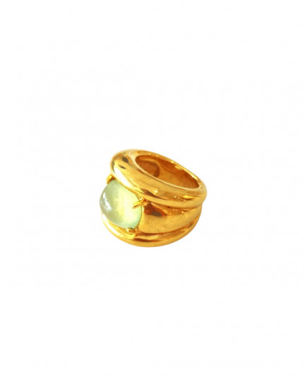 Sugarloaf Cabochon Prehnite Set Octavia Ring by Tay Jewellery on curated-crowd.com