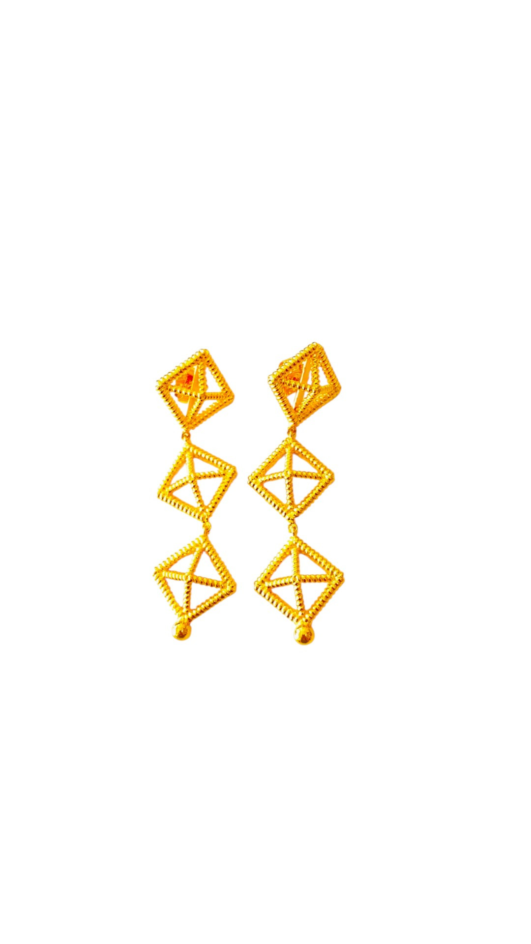 Triple Ropetwist Pyramid Eardrops by Tay Jewellery on curated-crowd.com
