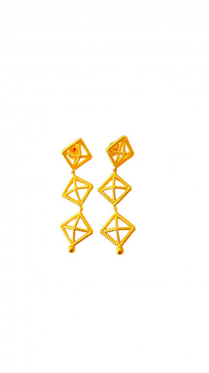 Triple Ropetwist Pyramid Eardrops by Tay Jewellery on curated-crowd.com