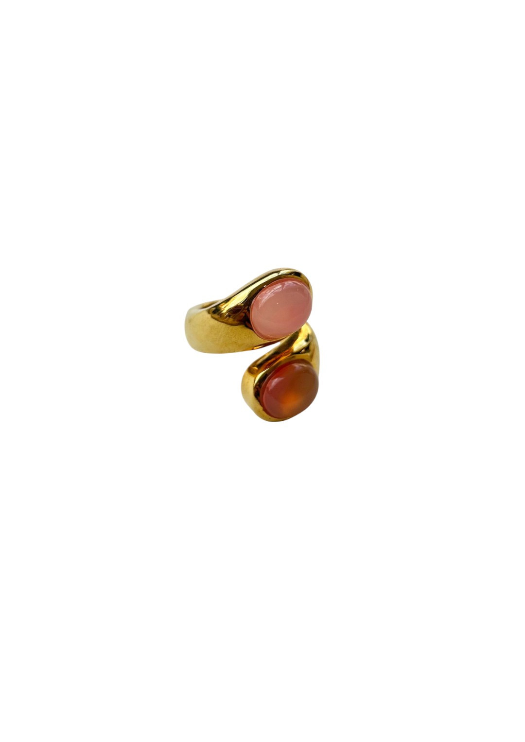 Pink and Peach Chalcedony Set Athena Ring by Tay Jewellery on curated-crowd.com