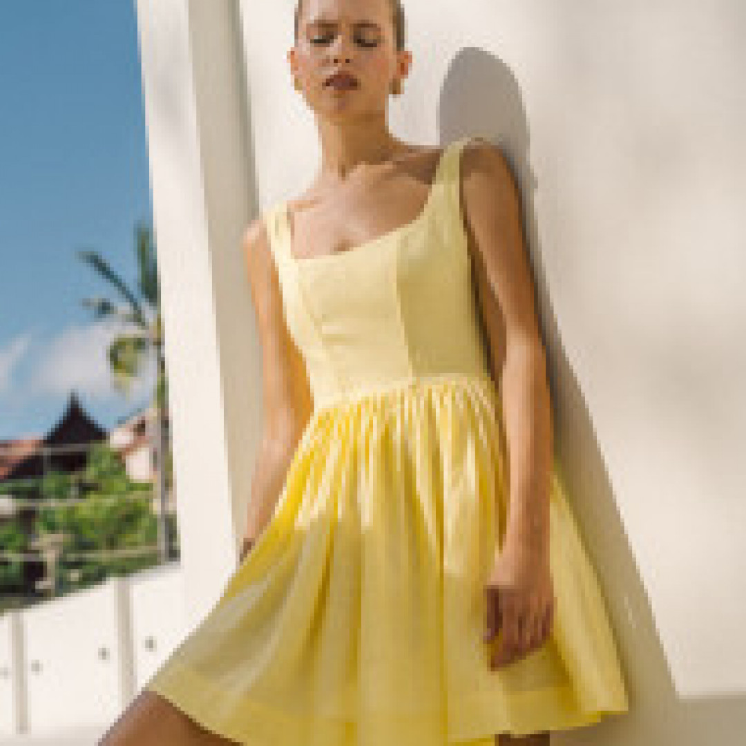 Jamaica Mini Corset Dress in Yellow by AG Studio on curated-crowd.com