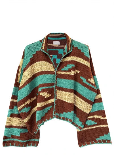 Kiona Jacket Brown/Aqua by Jessica K on curated-crowd.com