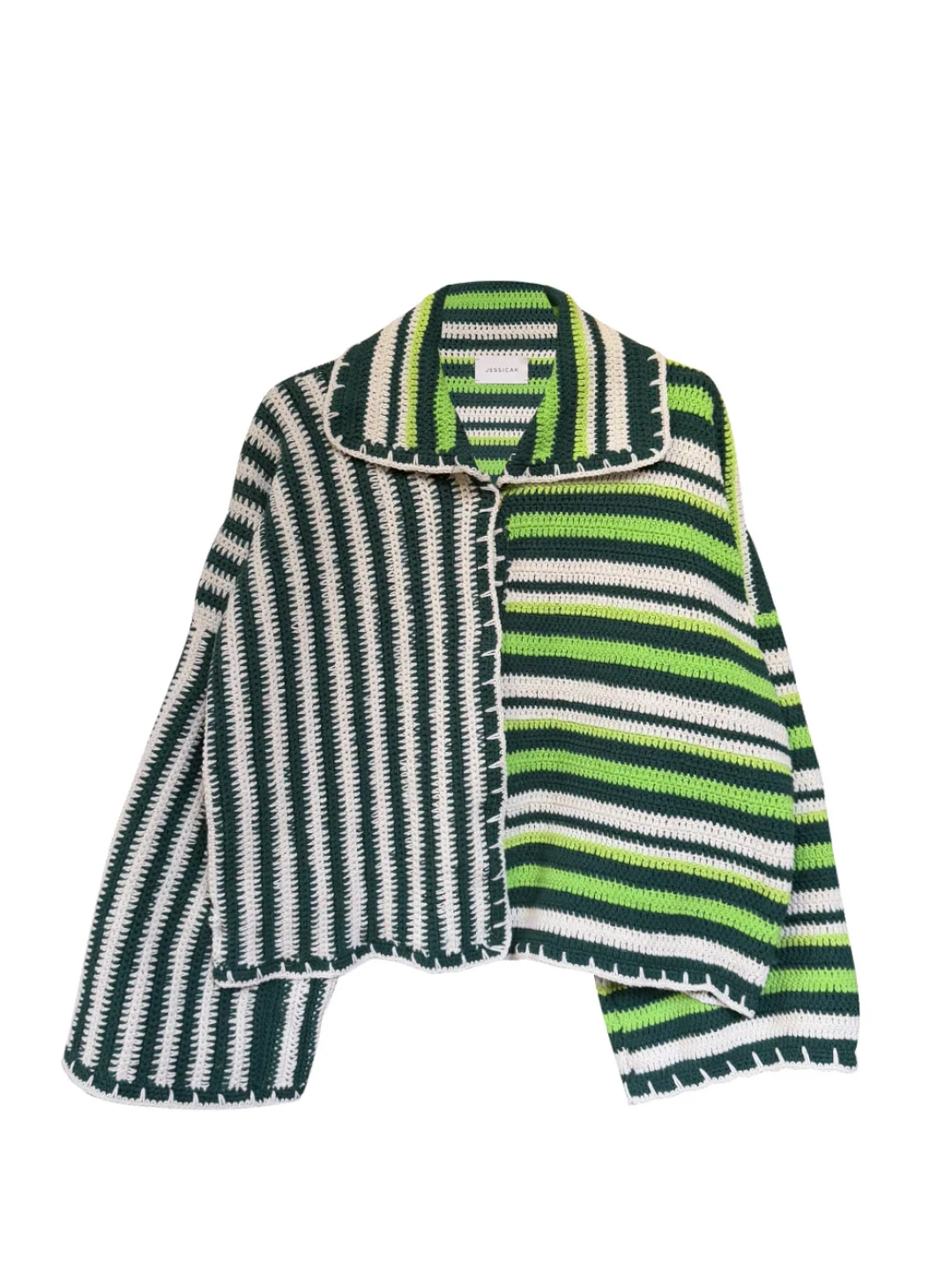 Daria Jacket Dual-Striped Green by Jessica K on curated-crowd.com