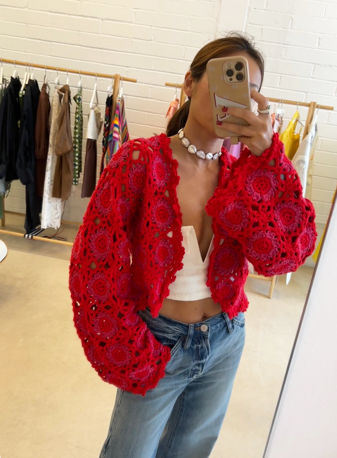 Mayra Cardigan Red by Jessica K on curated-crowd.com