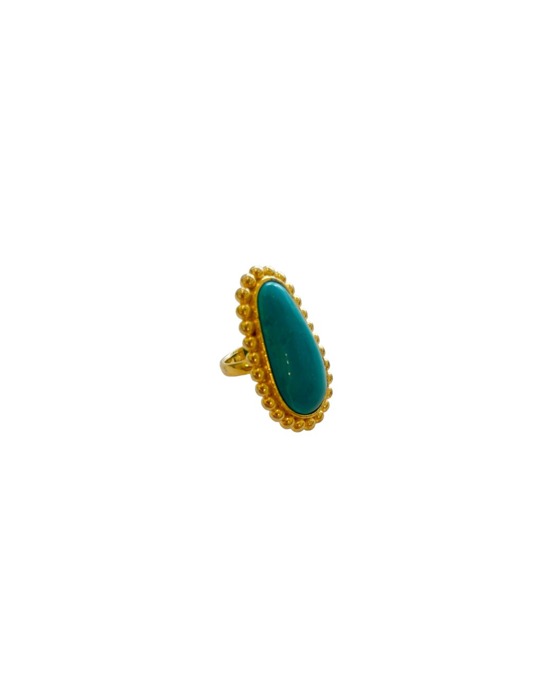 Turquoise Set Beaded Nazreen Ring by Tay Jewellery on curated-crowd.com