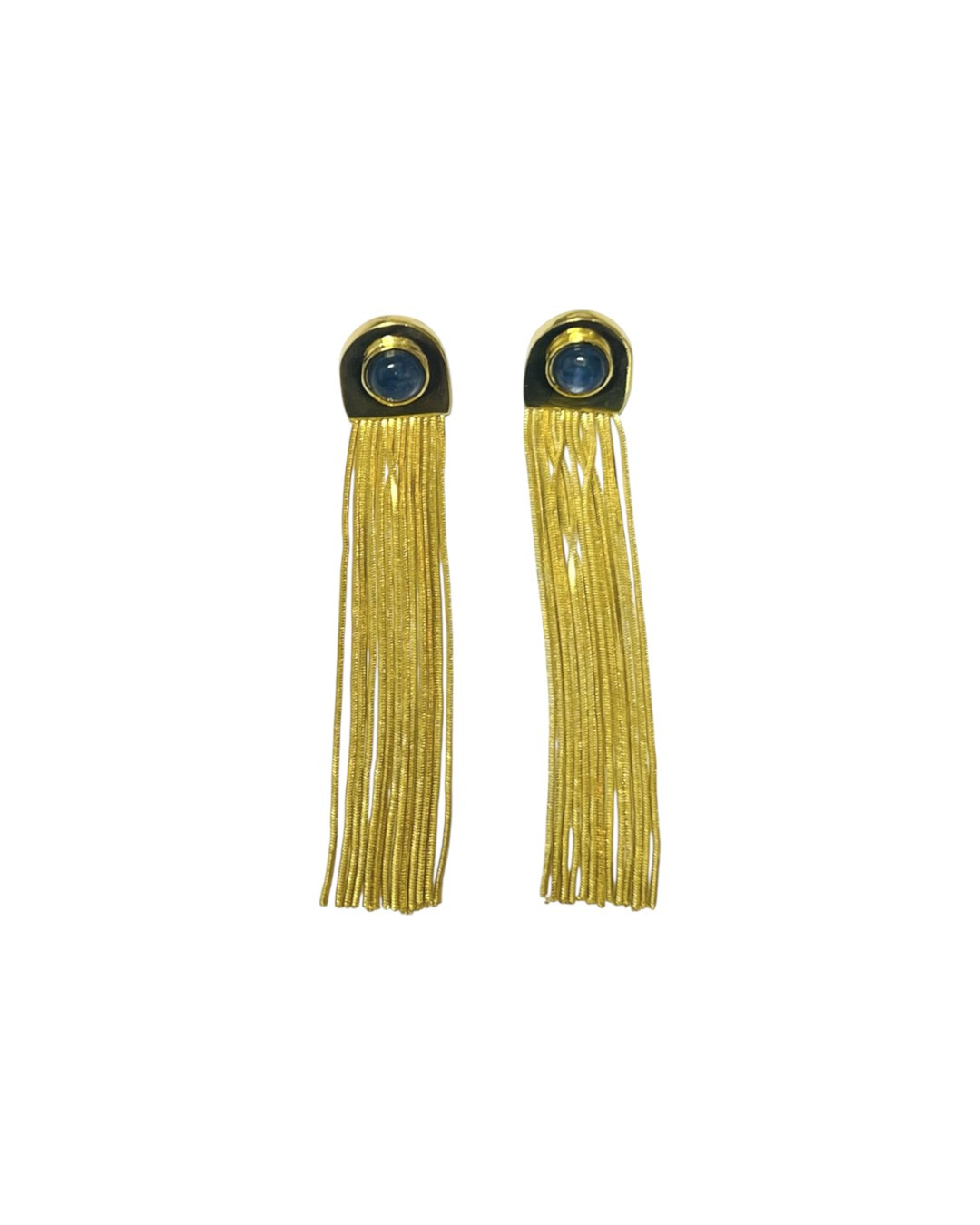 Kyanite Set Chain Tassel Eardrops by Tay Jewellery on curated-crowd.com