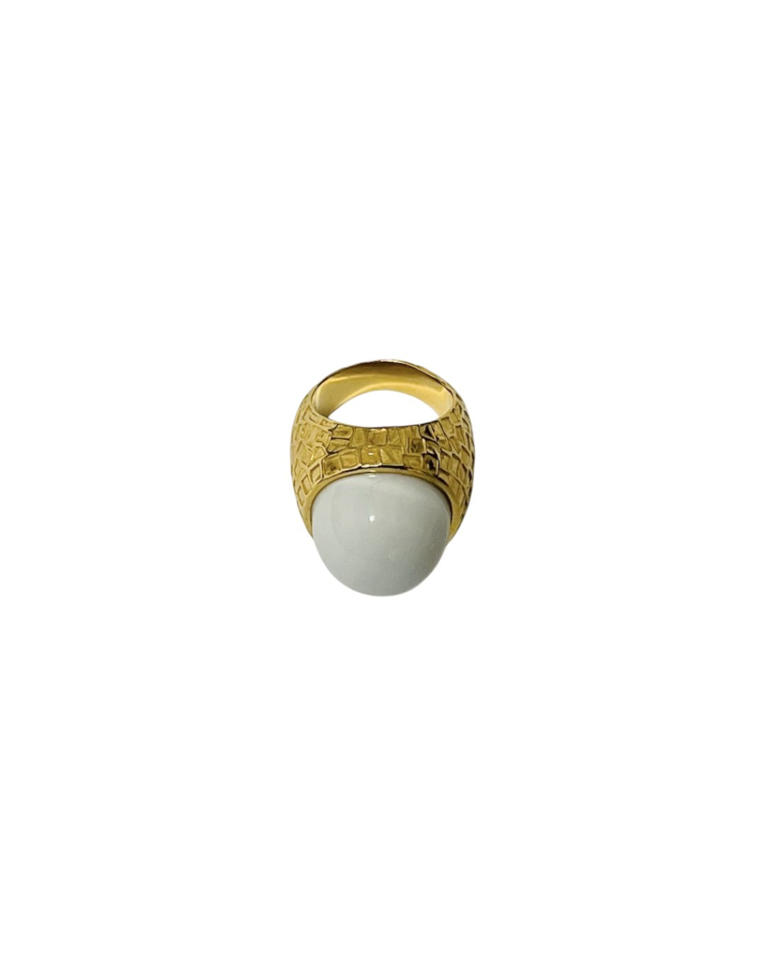 White Onyx Chiselled Ring by Tay Jewellery on curated-crowd.com