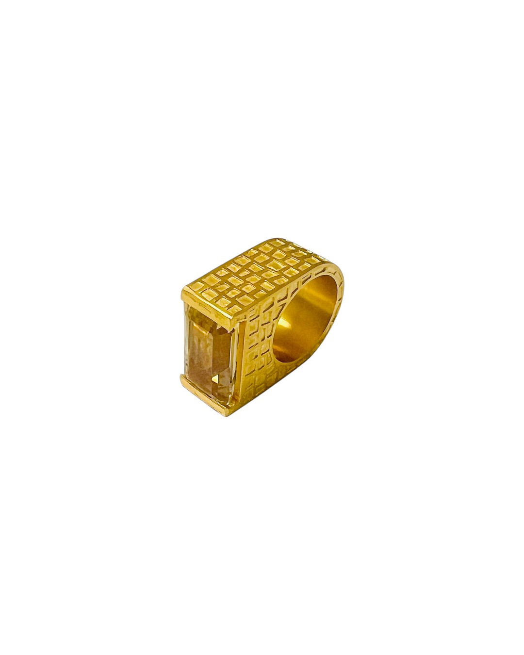 Lemon Quartz Chiselled Castle Ring by Tay Jewellery on curated-crowd.com