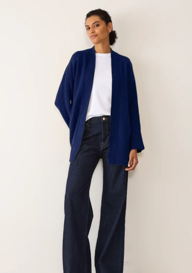 Ribbed Detail Edge To Edge Cardigan by LOOP Cashmere on curated-crowd.com