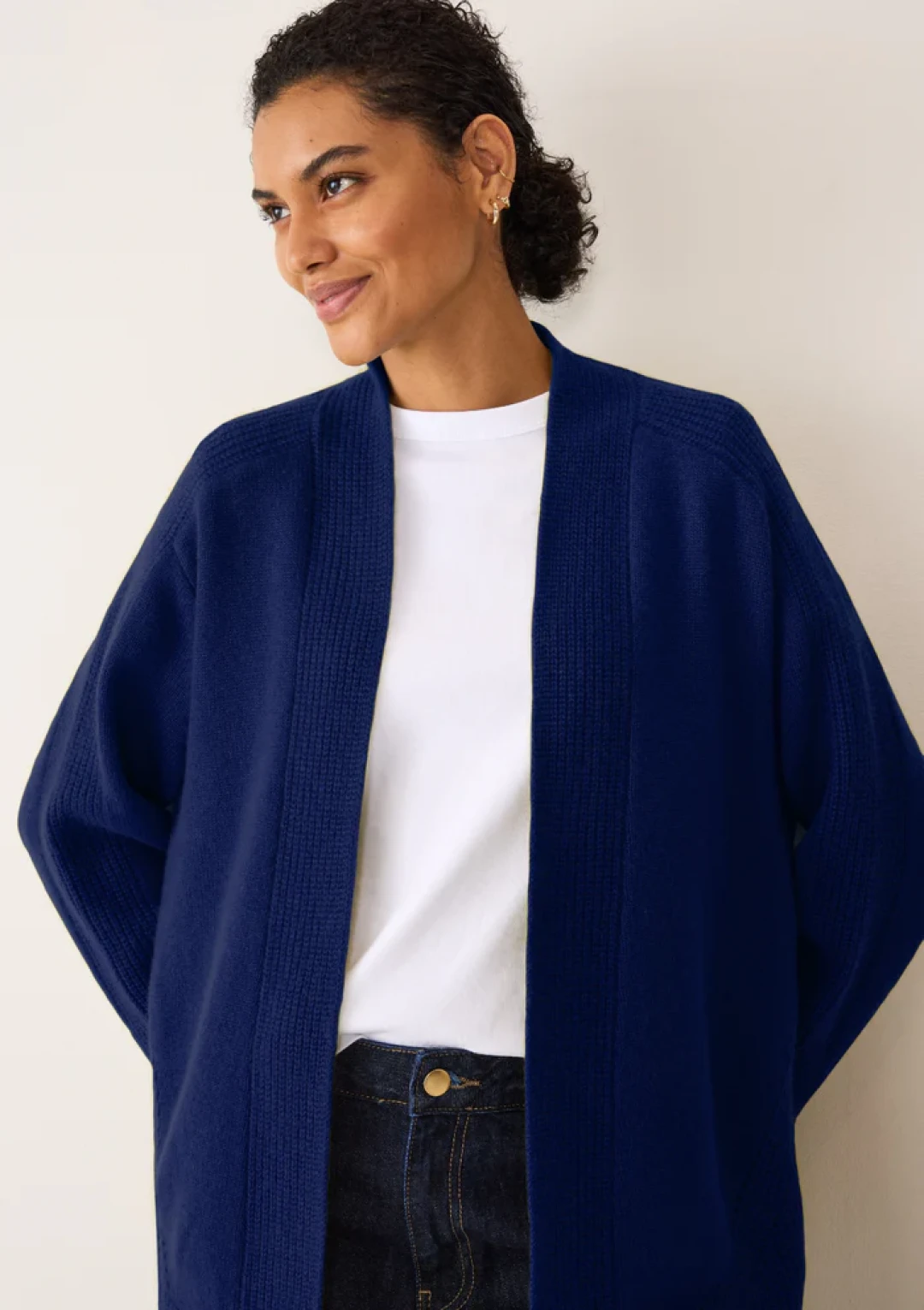 Ribbed Detail Edge To Edge Cardigan by LOOP Cashmere on curated-crowd.com