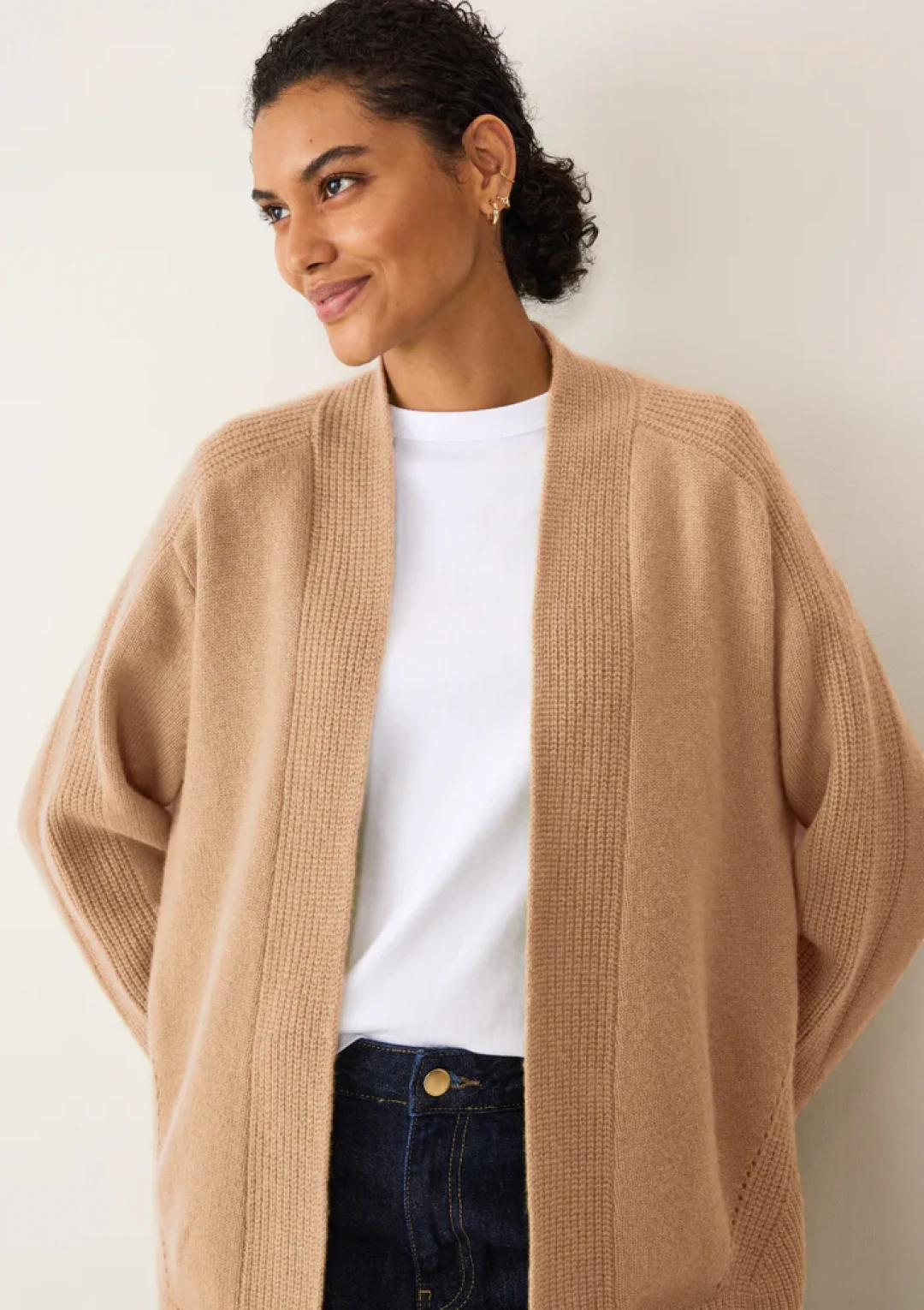 Ribbed Detail Edge To Edge Cardigan by LOOP Cashmere on curated-crowd.com
