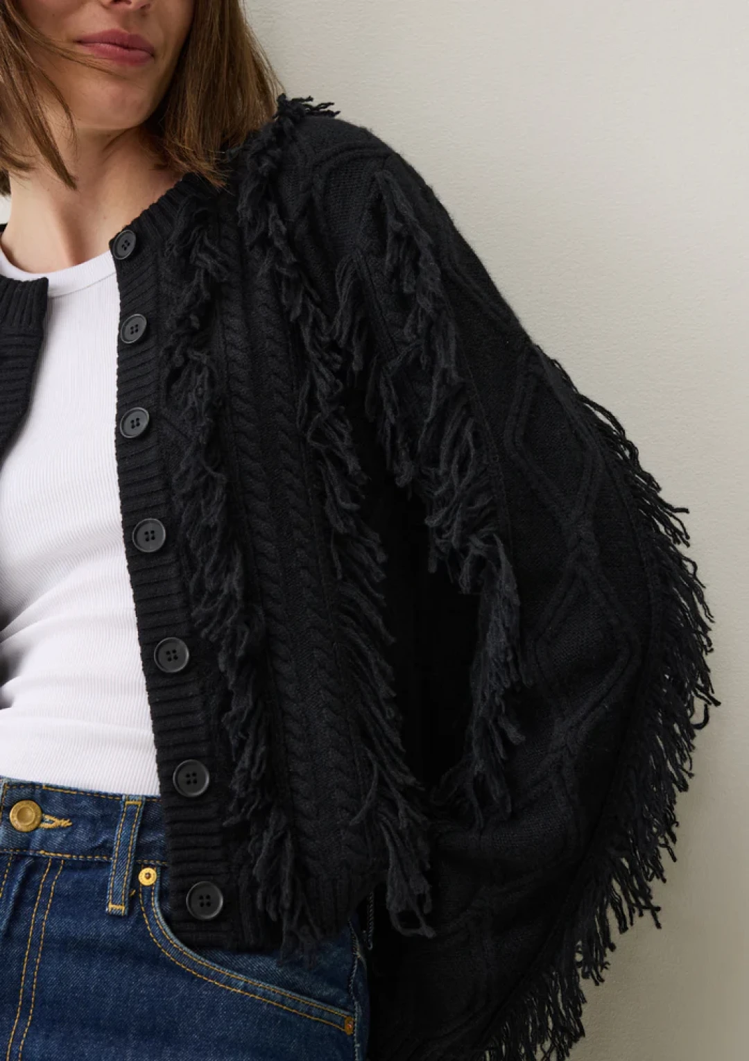 Fringe Cable Jacket by LOOP Cashmere on curated-crowd.com