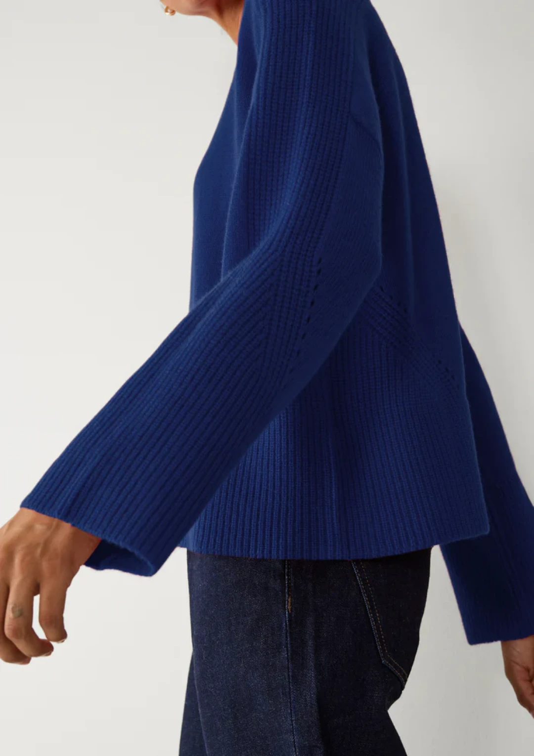 Ribbed Detail Lofty Crew Sweatshirt by LOOP Cashmere on curated-crowd.com