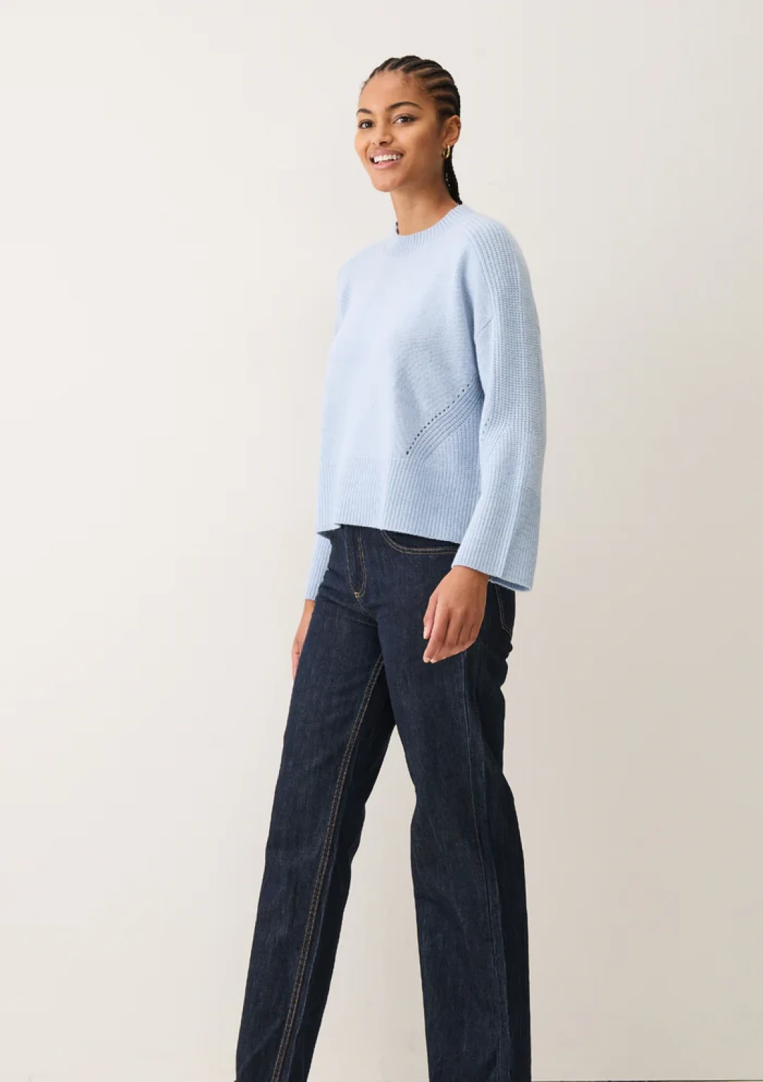 Ribbed Detail Lofty Crew Sweatshirt by LOOP Cashmere on curated-crowd.com