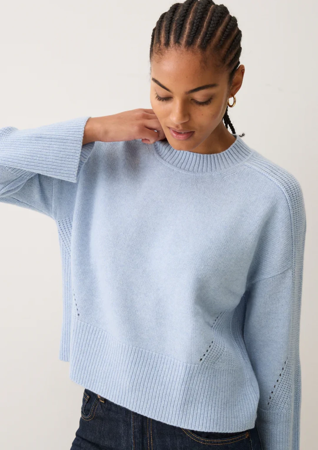 Ribbed Detail Lofty Crew Sweatshirt by LOOP Cashmere on curated-crowd.com