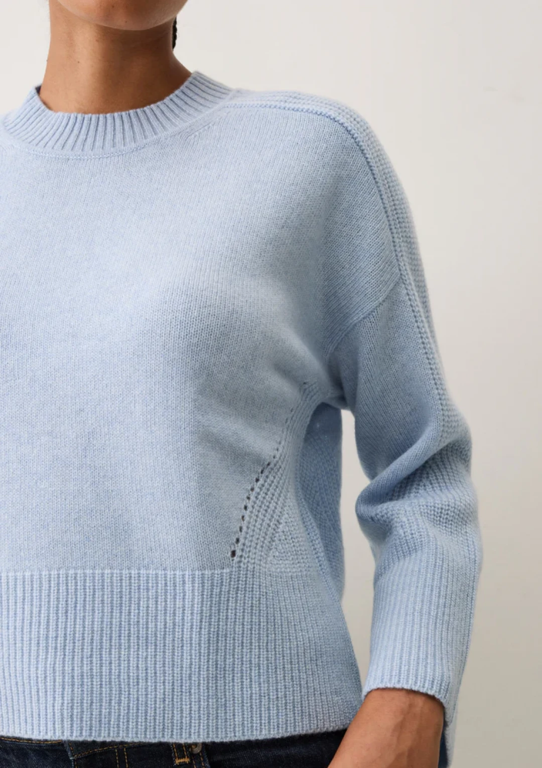Ribbed Detail Lofty Crew Sweatshirt by LOOP Cashmere on curated-crowd.com