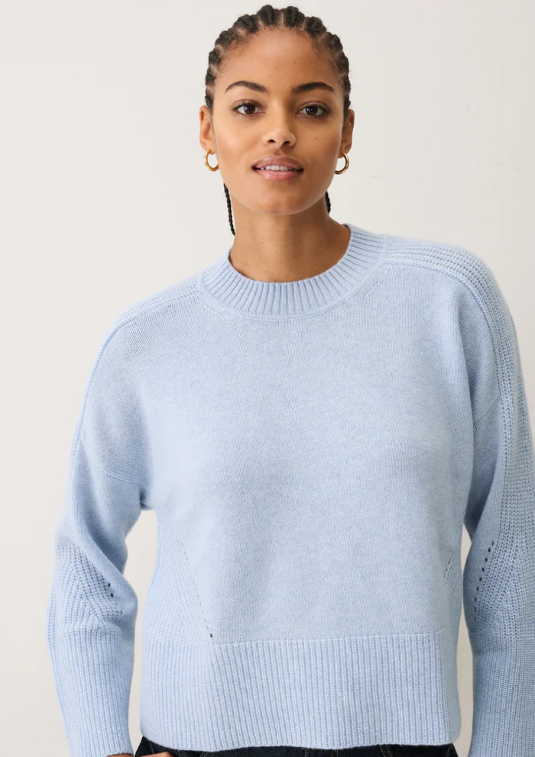 Ribbed Detail Lofty Crew Sweatshirt by LOOP Cashmere on curated-crowd.com