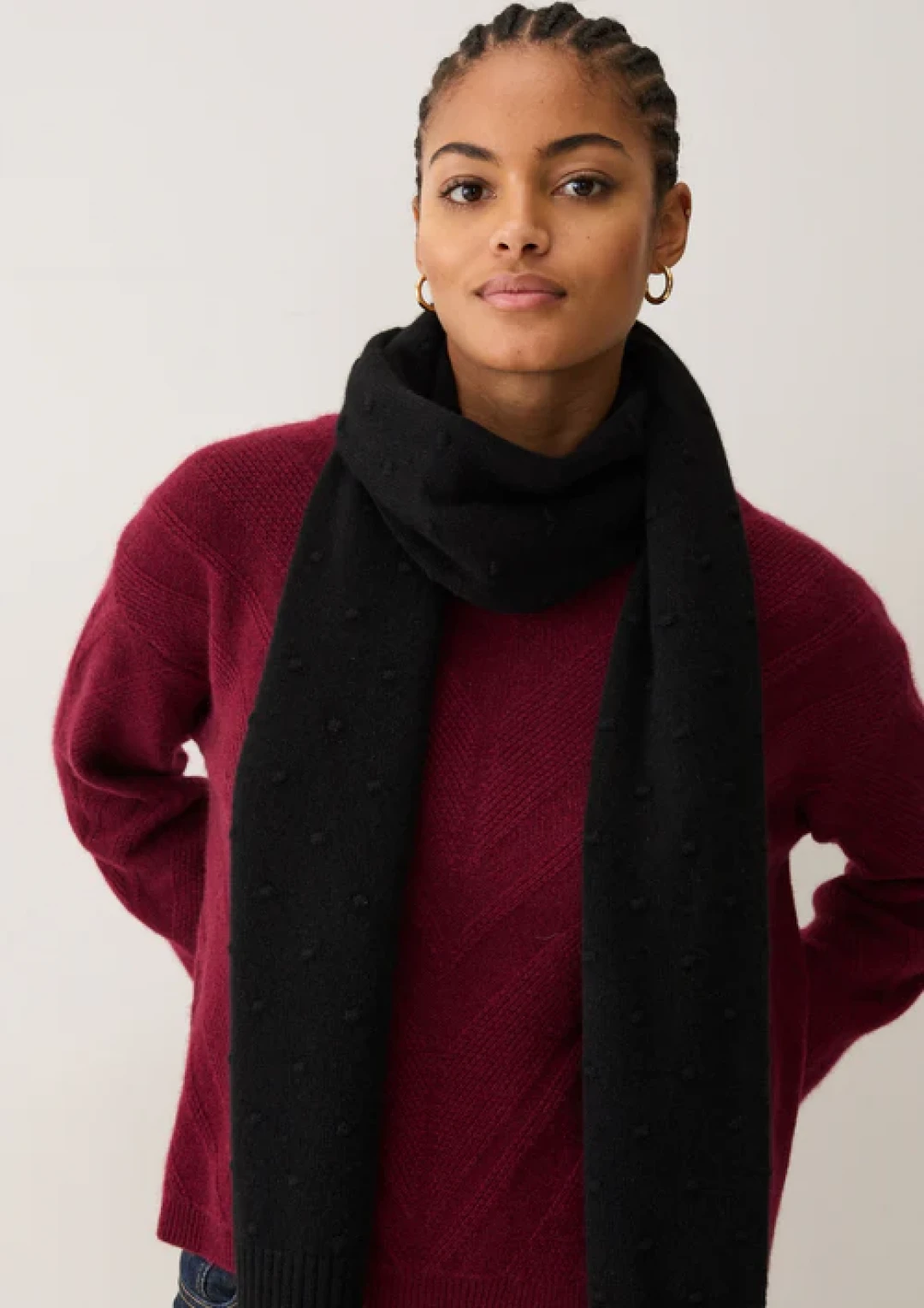 Bobble Scarf in Black by LOOP Cashmere on curated-crowd.com