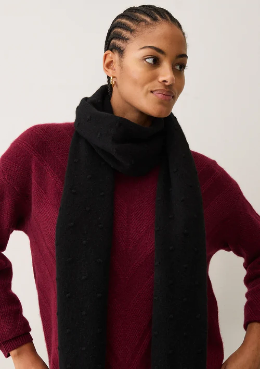 Bobble Scarf in Black by LOOP Cashmere on curated-crowd.com