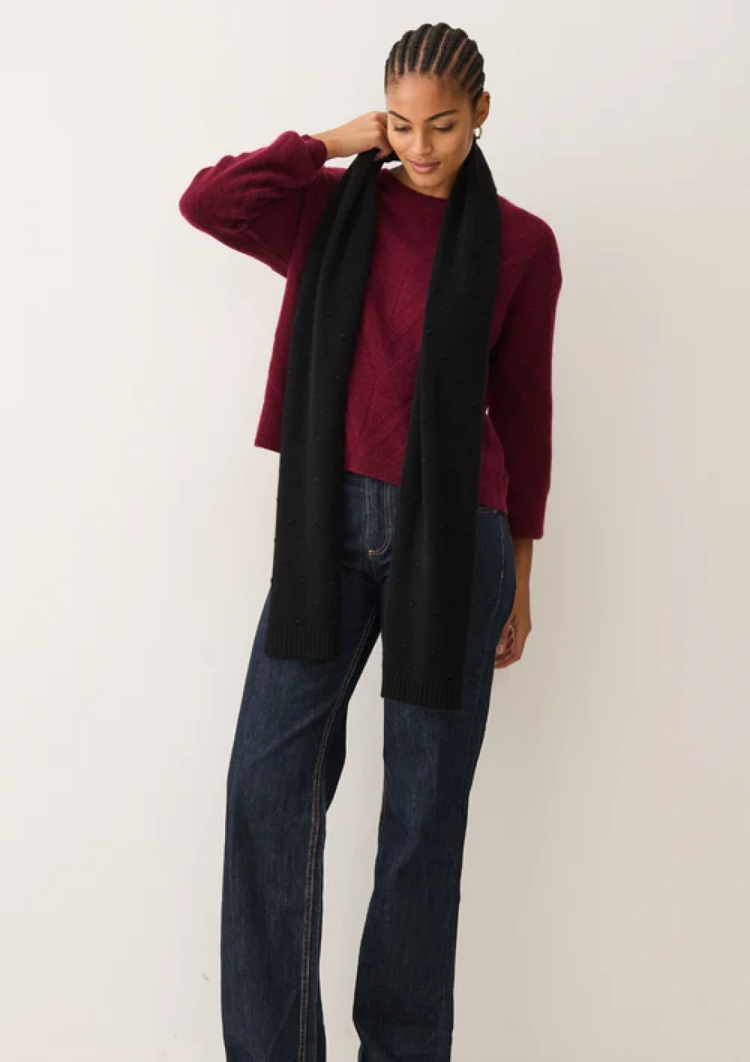 Bobble Scarf in Black by LOOP Cashmere on curated-crowd.com