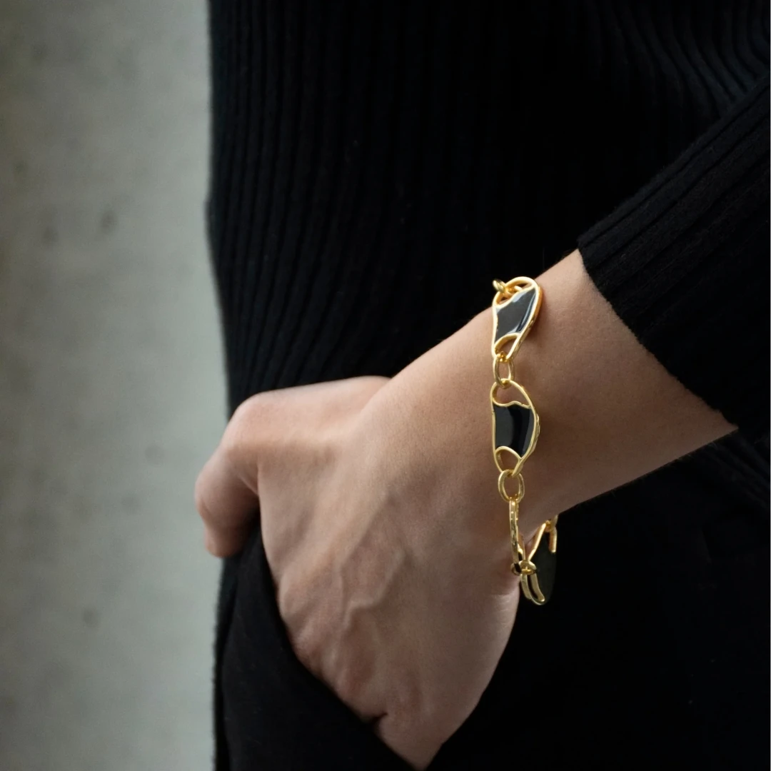 Camille Duo Bracelet in Mother of Pearl and Black by BOULO on curated-crowd.com