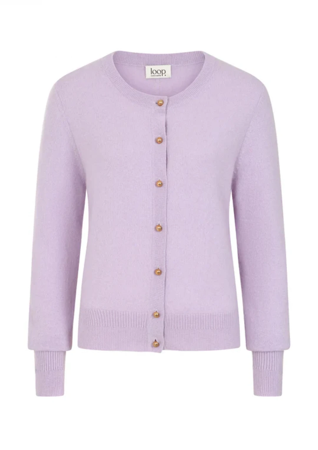 Cashmere Crew Cardigan in Siberian Lilac by LOOP Cashmere on curated-crowd.com