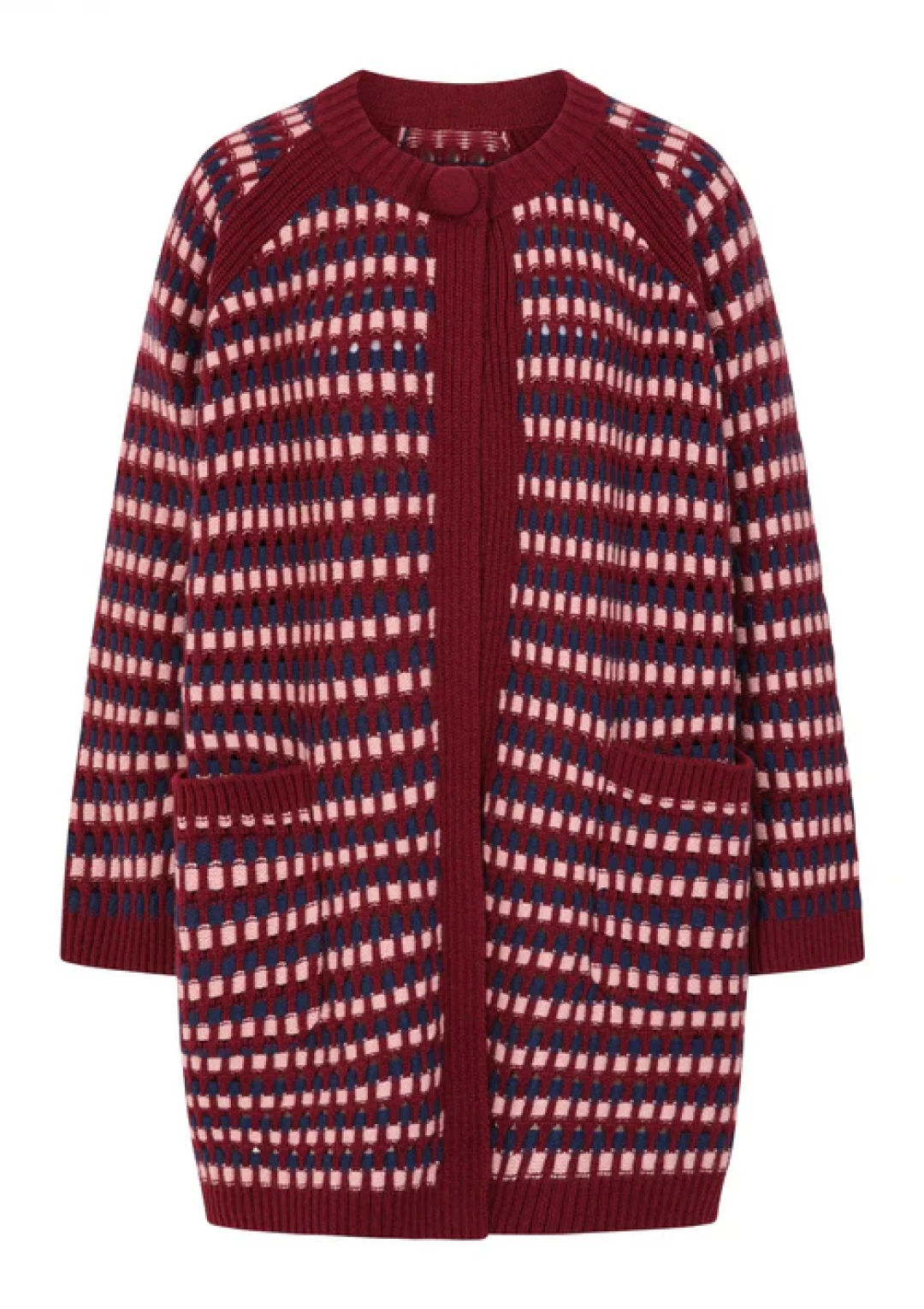 Textured Coat in Clay, Celestial and Barolo Red by LOOP Cashmere on curated-crowd.com