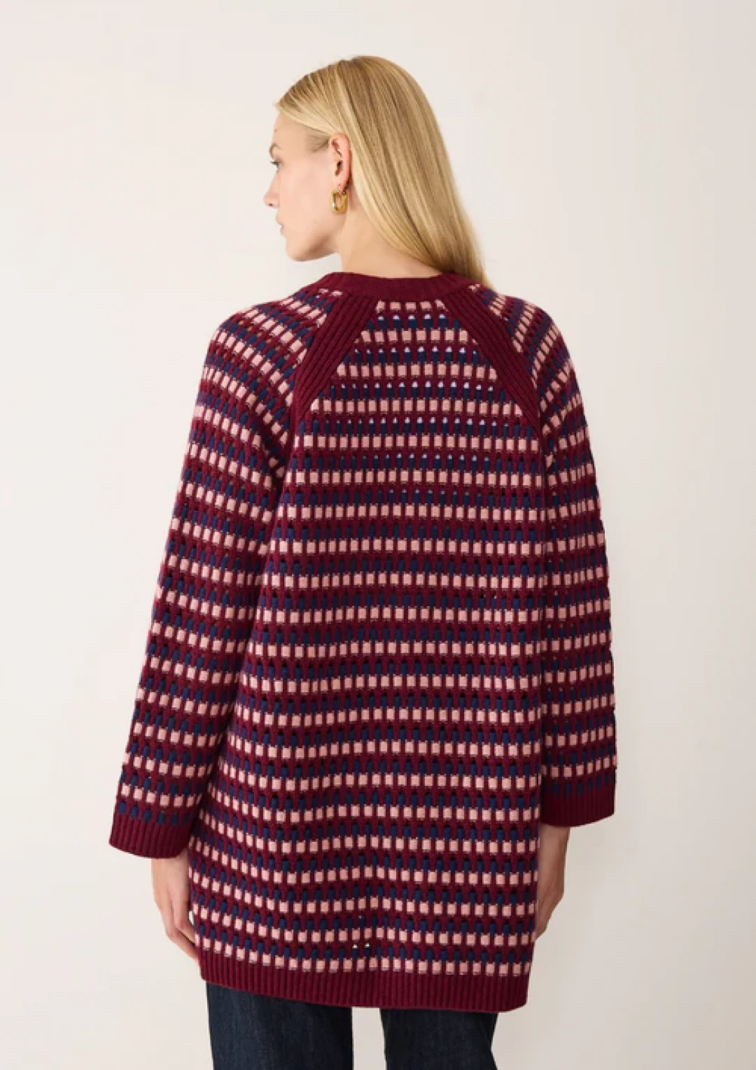 Textured Coat in Clay, Celestial and Barolo Red by LOOP Cashmere on curated-crowd.com