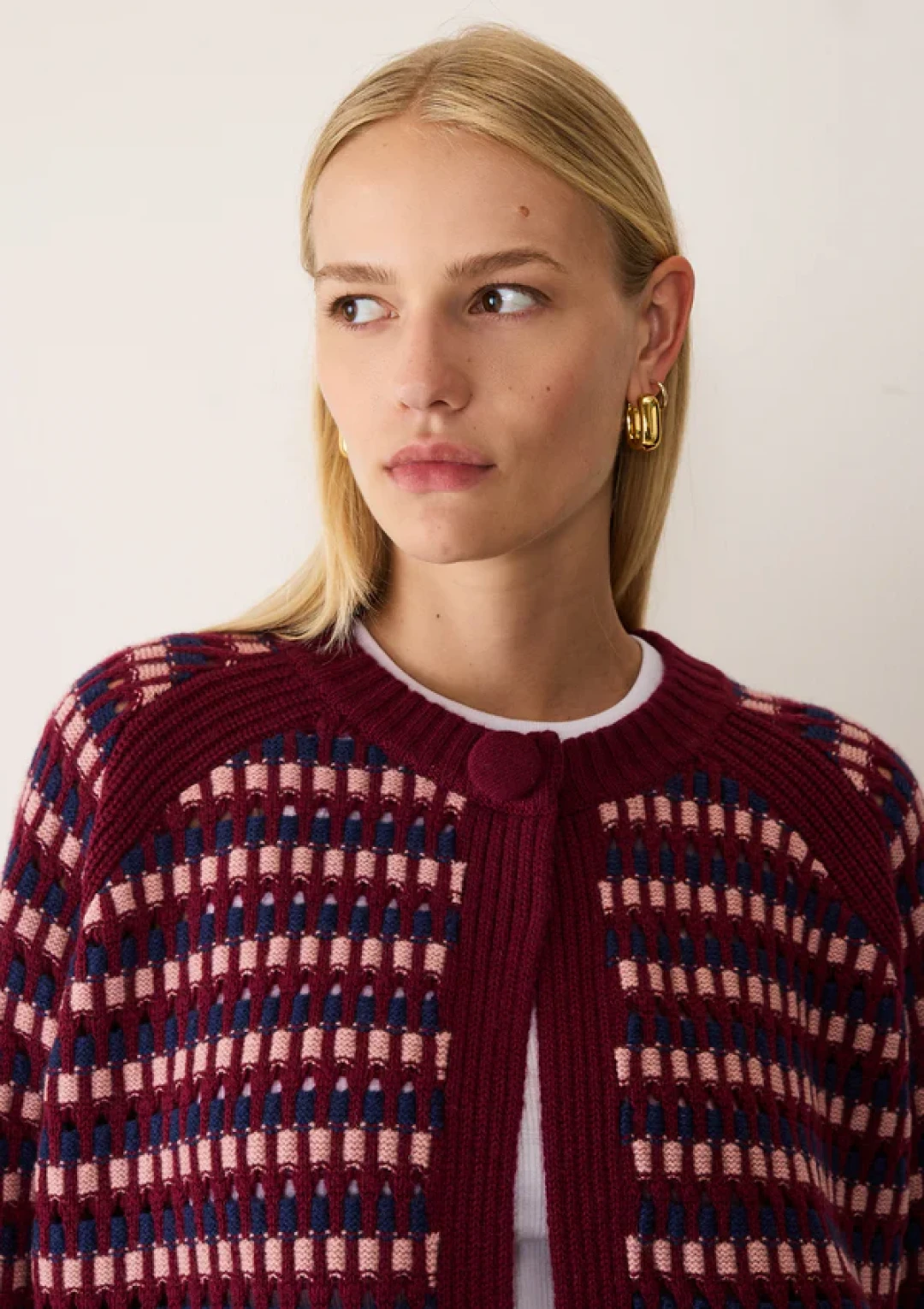 Textured Coat in Clay, Celestial and Barolo Red by LOOP Cashmere on curated-crowd.com