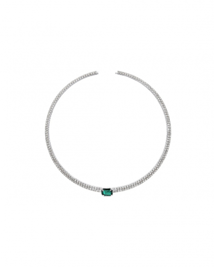Midnight Silver/Emerald Choker by Talita on curated-crowd.com