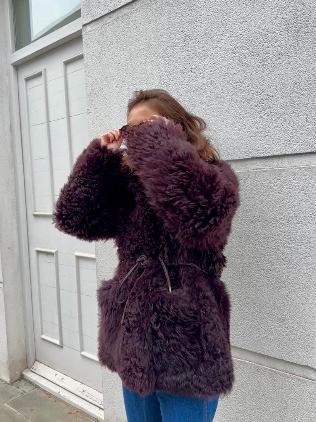 Isabelle Shearling Coat in Bordeaux by Curated Crowd Collective on curated-crowd.com